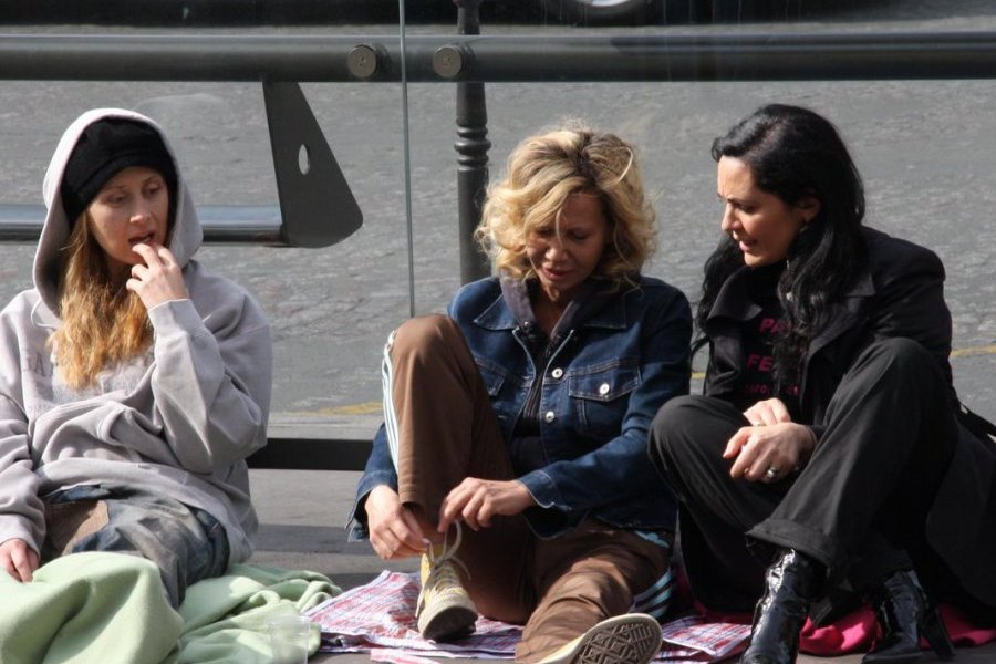 Sur le tournage du clip, avec Lara Fabian et Fiona Gélin